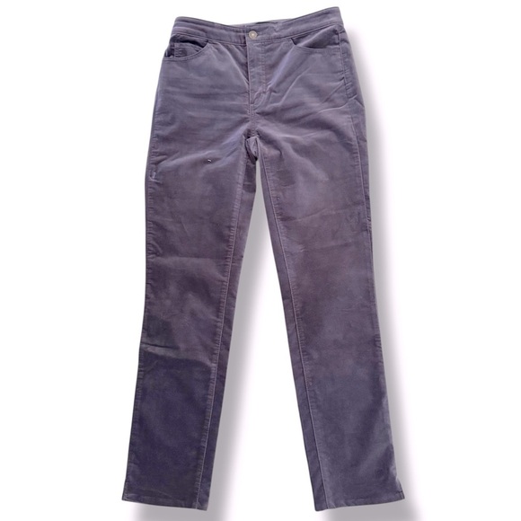 TALBOTS SIZE 2 HIGH-RISE STRAIGHT-LEG GRAY VELVETEEN 5 POCKET STRETCH JEANS - Picture 3 of 7